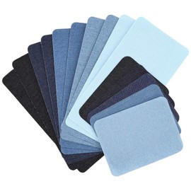 Iron on Patches for Jeans, 15 Pcs Jean Patches, Denim Pats for Inside Jeans & Outside, 3.9"x 7.9", 3.7"*4.9", Iron on Repair and Decoration Kit for Clothes, Shades of Blue