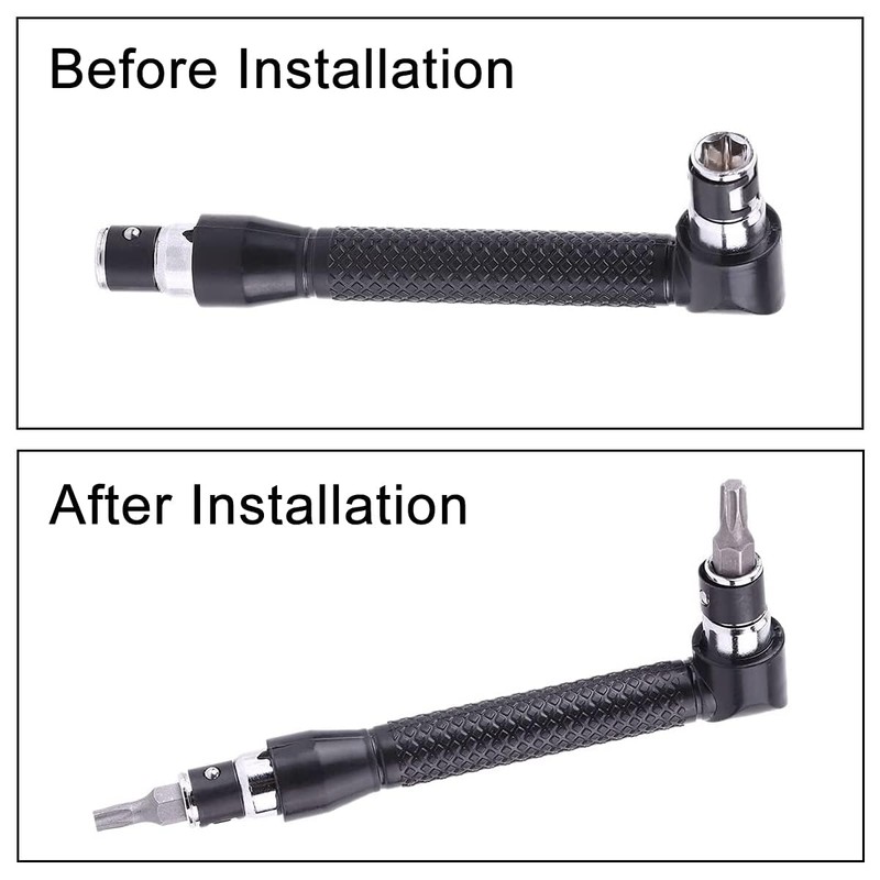 wirepool Double-Headed L-Shaped Socket Wrench Extension Handle Screwdriver 1/4'' Hex