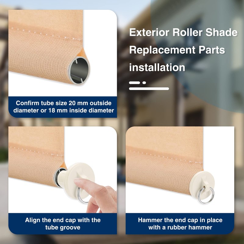 IVYSUN Shade Replacement Parts,Compatible with Coolaroo Exterior Roller Shade(Sand,3 Set)