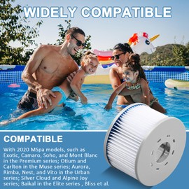 MaxEarn Pack of 8 MSPA Replacement Filter Cartridge Water Filter, Replacement Filter for MSpa Models from 2020 Whirlpool, Swimming Pool Replacement Filter for Inflatable Pools, Hot Submarines and Spa