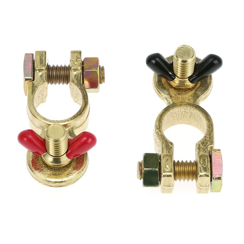 QWORK Brass Marine Grade Battery Terminal Top Post, 4 Pairs