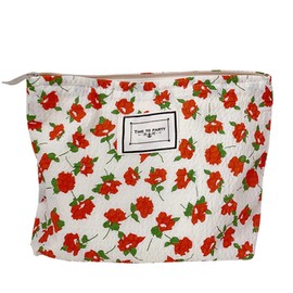 Floral Makeup Bag, Makeup Pouch Cute Make up Bags Canvas Toiletry Bags for Women Cosmetic Storage Organizer