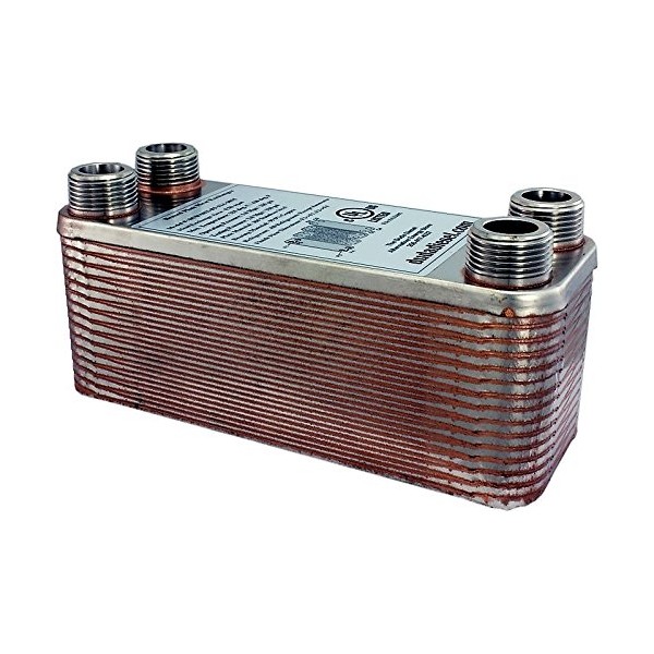 Duda Energy HX1230:M34 B3-12A 30 Plate Stainless Steel Heat Exchanger with 3/4" Male NPT Ports Copper Brazed, 2.9" Height, 2.9" Width, 7.5" Length