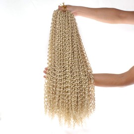 Leeven 24 Inch Long Water Wave Crochet Hair for Passion Twist 7 Packs Blonde Curly Bohemian Passion Twists Hair for Butterfly Locs Braiding Hair for Black Women 613#