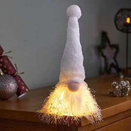 Marco Paul Christmas Decorations 26cm LED Santa Gonk Soft Touch Plush Gnome Light Up Santa Figure White Christmas Decorations Christmas Gonks Christmas Gnomes Swedish Christmas Decorations