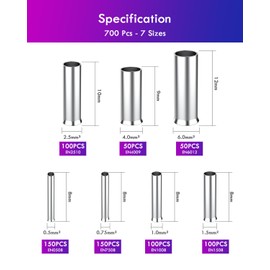 ANVINKU 700 Piece Wire End Ferrules Set, 7 Types Uninsulated Wire End Ferrules Assortment, 10-22 AWG Uninsulated Wire End Ferrules Set for DIY Electrical Project (0.5/0.75/1/1.5/2.5/4.0/6.0 mm²)