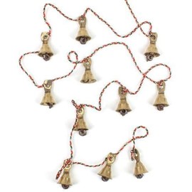 Rastogi Handicrafts Decorative Brass String of 11 Indian Style Vintage Metal Wall Hanging Bells Fair Trade