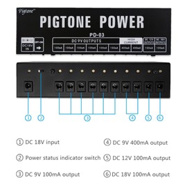 10 Isolated DC Output for 9V/12V/18V 100mA 400mA Effect PedalGuitar Power Supply