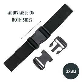 The Bead Shop Plastic Side Release Buckle Clip for Luggage, Rucksack/Back Pack, Webbing Strap (38mm - 2 pack, Black)