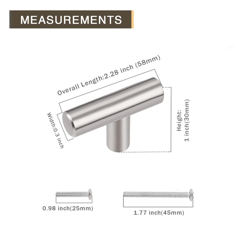 PinLin 25 Pack Cabinet Handles 50mm Overall Length Brushed Nickle