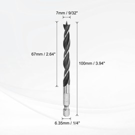 HARFINGTON 10pcs Brad Point Drill Bits Set 9/32" Dia High Carbon Steel Spiral Wood Twist Drill Bits with 1/4" Hex Shank for Drilling Softwood Hardwood Composite Wood MDF Plywood Particleboard