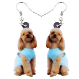 DUOWEI Acrylic Poodle Dog Earrings Adorable Pet Dog Dangle Earrings Jewelry for Women Teen Girls Novelty Gifts (Blue)