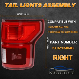 Nakuuly LED Tail Light with Blind Spot Compatible With Ford F150 2018 2019 2020 Right Passenger Side Taillight Rear Brake Lamp Signal Assembly with Bulb # KL3Z13404B(Module NOT Included)
