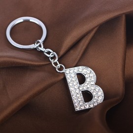 BESPMOSP A-Z Letter Keychain Keyring Crystal Shiny Family Best Friend Jewellery (B)