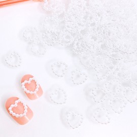 Large Capacity 100pcs Heart Pearl Nail Parts Nail Art 3D Jewelry Parts Deco Pearl Resin (100 Pieces)