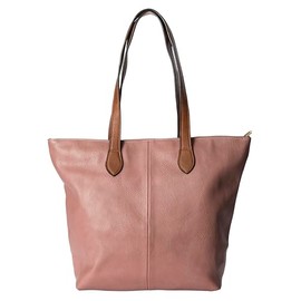 Mabel Womens Lightweight Plain Handbag - Soft 100% Vegan PU Leather Tote Shoulder Bag - BROOK (Design 1 - Dusty Pink)
