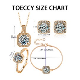 TOEECY Women's Jewellery Set Cubic Zirconia Pendant Necklace Bracelet Earrings and Ring Set Wedding Jewellery Sets Bridal Jewellery Prom Party, Copper