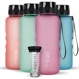 720°DGREE 'uberBottle' softTouch Water Bottle 1.5 L + Fruit Container, BPA-Free, Water Bottle for Gym, Fitness, Outdoor, Hiking, XL Tritan Sports Bottle: Large, Lightweight, Shockproof, Reusable