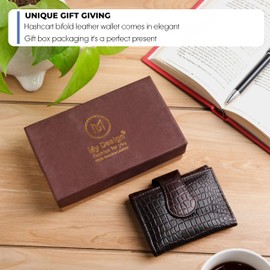 Hashcart Rfid Wallet Women Real Leather with ID Window Purses for Women Clutch Purses for Women with Gift Box for Credit Cards, Coins, Money, Black, Casual