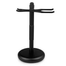 QShave Deluxe Chrome Razor and Brush Stand Holder Fit All Your Shaving Accessories, Black