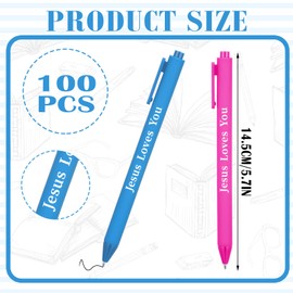 Jetec 100 Pcs Jesus Loves You Pens Colorful Christian Pens Bible Verses Retractable Gel Pens Christian Gifts Bulk for Student Office Sunday Church Supplies