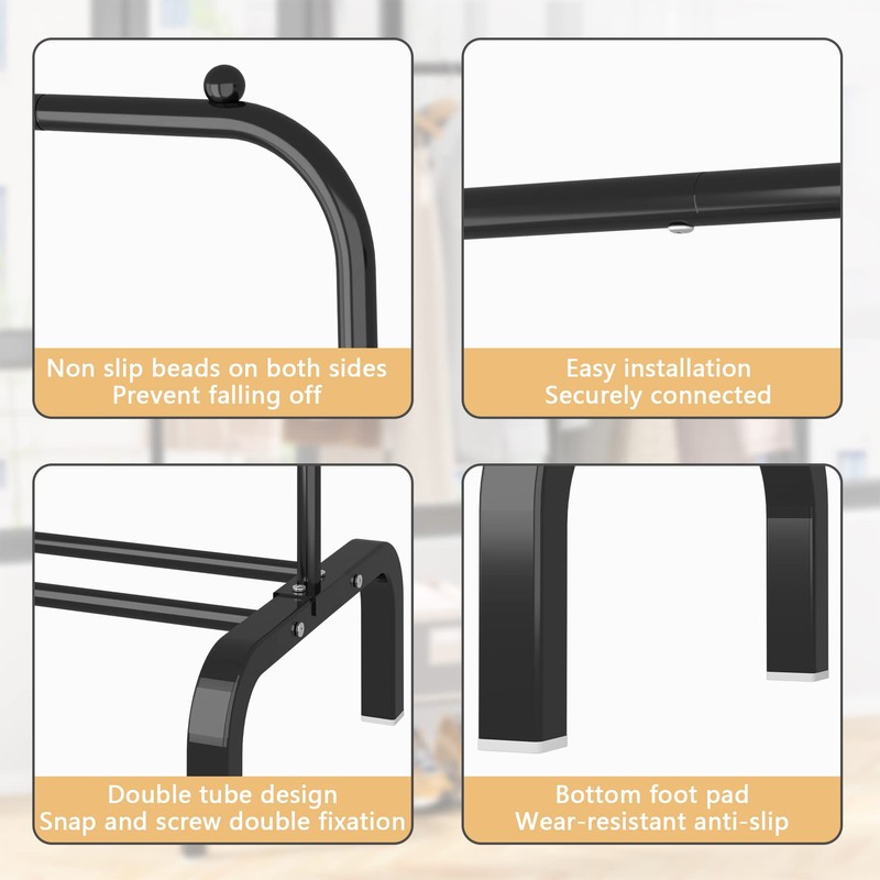 OTROUWORHT Clothes Rack Metal Clothing Rack with Bottom Shelf Garment