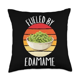 Retro Fueled By Edamame Vintage Edamame Food Lover Throw Pillow