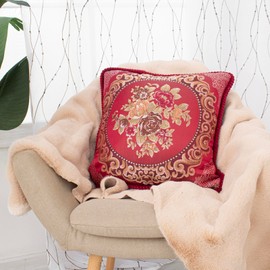 Home Luxe Premium Quality Comfortable Pillow Covers Cushion Covers with High End Embroidery Decorative Edge for Couch Cushion Livingroom 18.9 x 18.9 inch (Pack of 2 pcs) (Red)