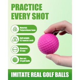 HHLZM 24 Pack Foam Golf Practice Balls,Practice Golf Balls for Backyard,Realistic Feel and Limited Flight Soft Golf Balls for Indoor or Outdoor Training,Pink