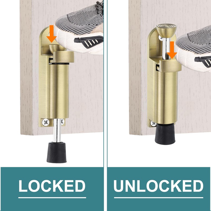 sourcing map 2 Pack Kickdown Door Stop, Spring Loaded Telescopic