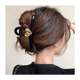 happykau Hair Clip, Large Hair Clip, Hair Clip, Large, Hair Clip, Secure, Hair Accessory, Adults, Korean, Cute, Fashionable, Gift (Black)