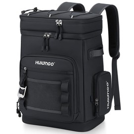 HULONGO-Large Waterproof Insulated Cooler Backpack for Men & Women, Cooler bag，Leak Proof Cooler Backpack for Camping, Beach, Fishing,Hiking, Picnic, Travel, Outdoor, 30L, 48Cans - Color: Black