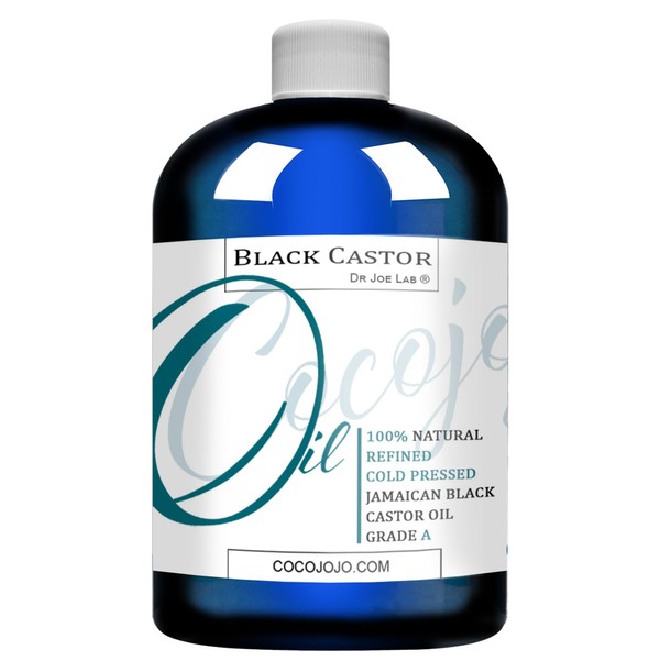 cocojojo Jamaican Black Castor Oil, Organic Cold Pressed, 100% Pure Natural, 8 oz, Hair Skin Eyelashes, Hair Growth Restore Acne Pure Virgin Black Castor Oil Premium Refined Grade A