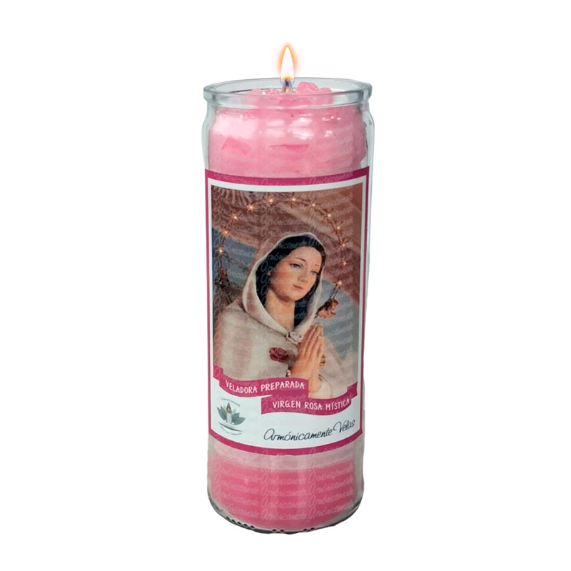 VELADORA VIRGEN ROSA MÍSTICA | PROTECCIÓN, PAZ Y ARMONÍA, VELA