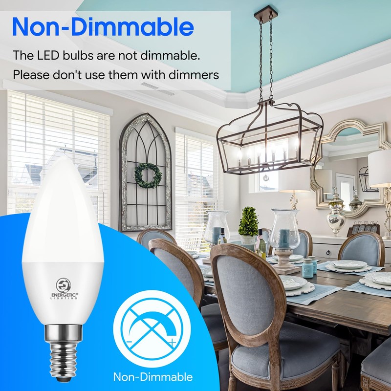 Energetic E12 LED Candelabra Light Bulbs 5.5W (60 Watt Equivalent),