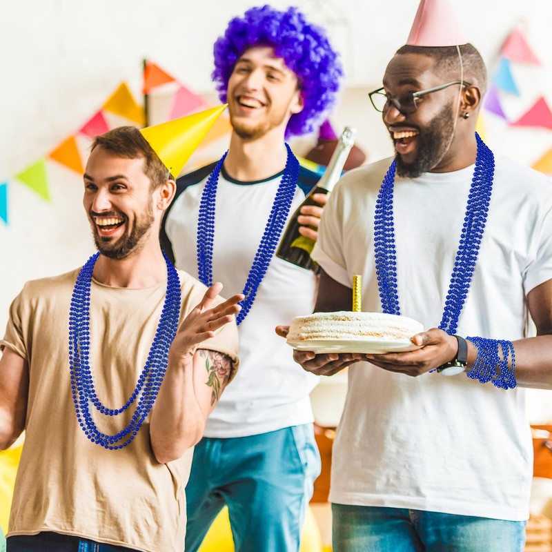 15PCS Blue Bead Necklace, 4th of July Beads Necklaces Accessories,