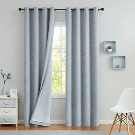 Cortinas opacas de color blanco sólido para ventana para recámara, reducción de ruido, cortinas de bajo consumo de energía, textura de lino pesado, 8