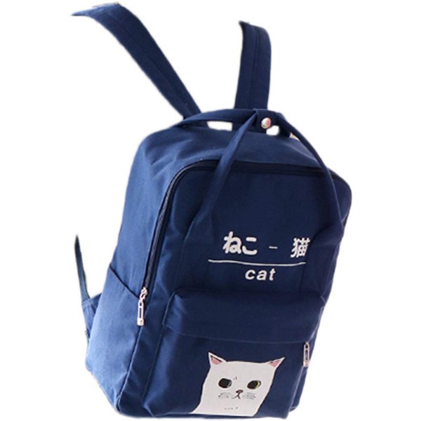 e-youth Women Girls Japanese And Korean Style Bags Kawaii Cat Canvas Backpack One Size