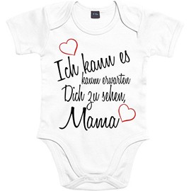 Mister Merchandise Baby Bodysuit with “I can barely wait to see you Mummy / Daddy / Grandma / Grandpa ”Text [German Language Product]