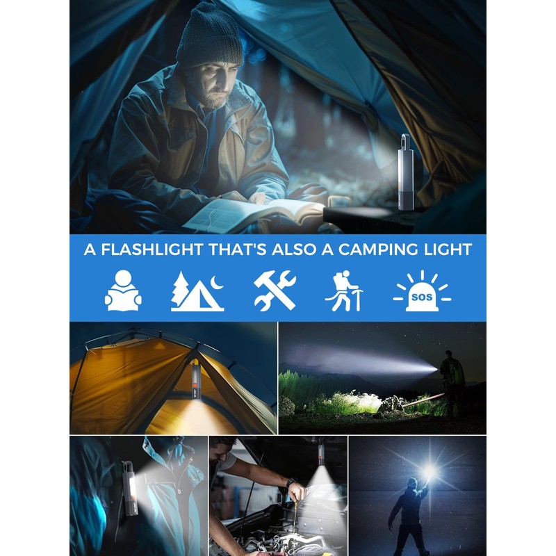 Smiling Shark Flashlights,Recargeable Flashlight LED with 3 Modes & Hook