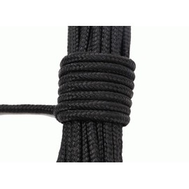 KuTi Kai 20M(64FT) Nylon Rope,Climbing Traction Tying Powerful Rope,Multi-functional Thick Tarp Hanging String for Gardening Design,Wedding,Fishing,DIY and Climbing (Black, 2MM)