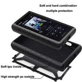 for Sony Walkman NW-A100 A105 A106 Case,Anti-Skid Anti-Knock Shockproof Armor Full Protective Skin Case Cover for Sony Walkman NW-A100 A105 A105HN A106 A106HN A100TPS (Black)