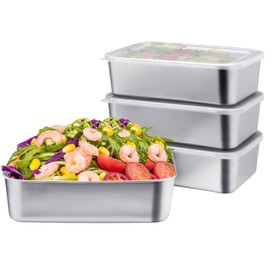 Betinyar 4 Pack Stainless Steel Food Containers Leakproof Food Containers with Lids Reusable Containers for Snack Prep Containers Metal Lunch Containers for Office