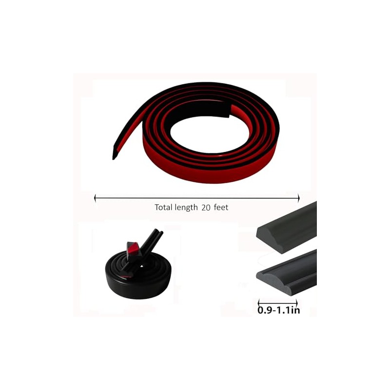 Matte Black Flexible TPE Peel and Stick Wall Trim, 20FT
