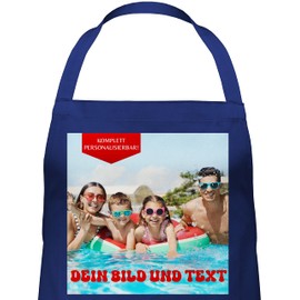 Geschenk mit Namen personalisiert by Shirtracer - Apron - Picture Text Adult - Own Photo, 3 Navy Blue