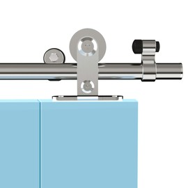CCJH 8FT/96'' Stainless Steel Sliding Track Barn Door Hardware Kit for Single Door Heavy Duty