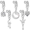 ClcIosis Pack of 5 Fake Belly Button Piercing, Silver Fake
