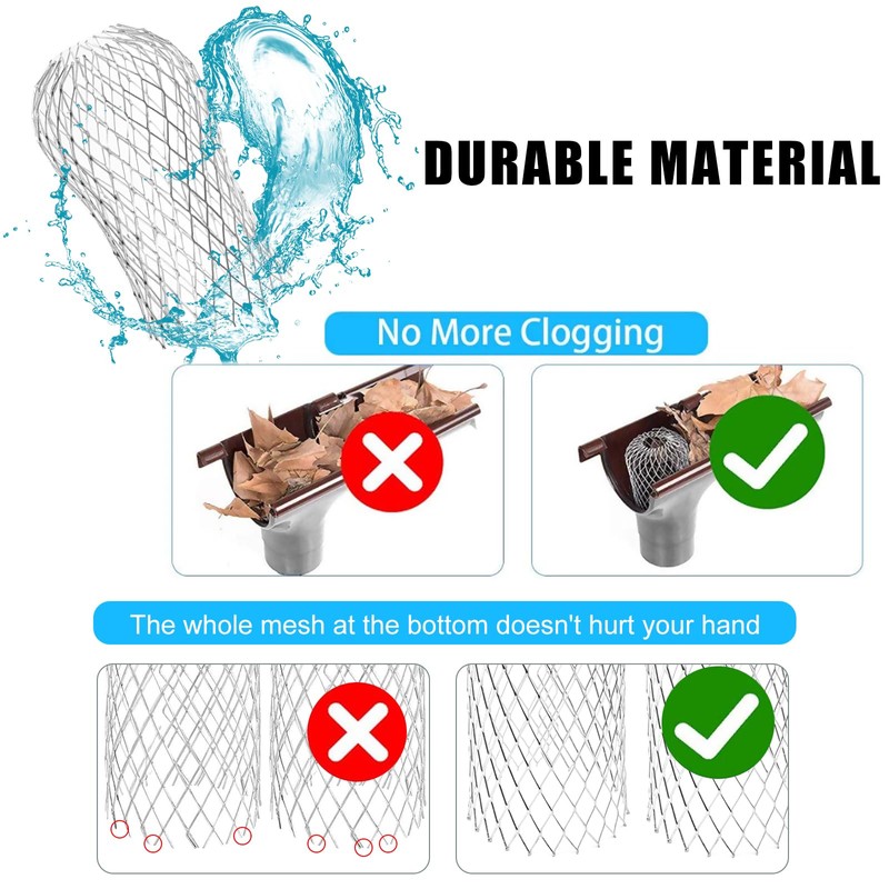 4PCS Gutter Downspout Guard, New Round Head Aluminum Down Pipe