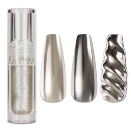 MAYCHAO 1Pc Magic Chrome Nail Powder Liquid for Nails, Mirror Effect 1Pc Grey Nail Glitter Gel Nail Polish for Home Salon Nail Art Manicure DIY Decoration
