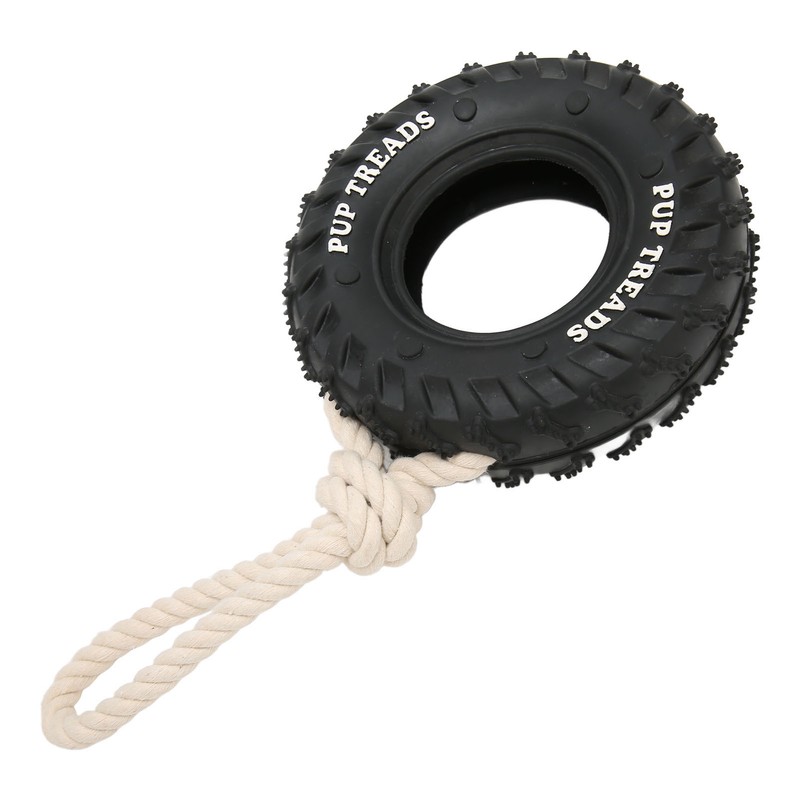 Dog Tire Chewing Toy Bite Resistant Treat Dispensing Rubber Aggressive